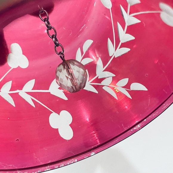 Vintage Dinner Bell Cranberry Ruby Red Etched Floral Glass - Picture 9 of 12